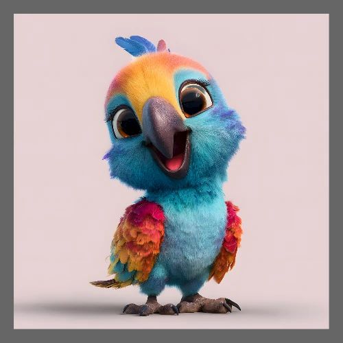 Colorful Baby Parrot - Poster 24x24