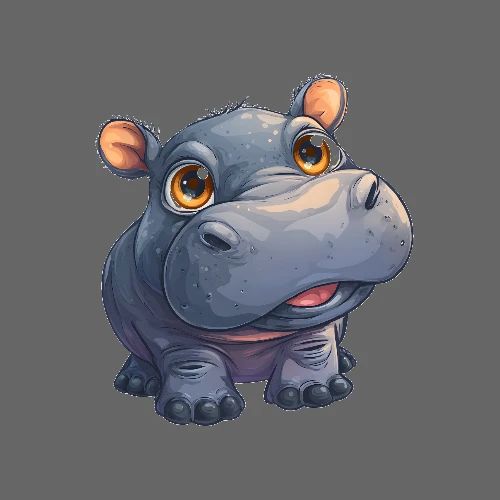 Happy Little Hippo - Poster 24x24