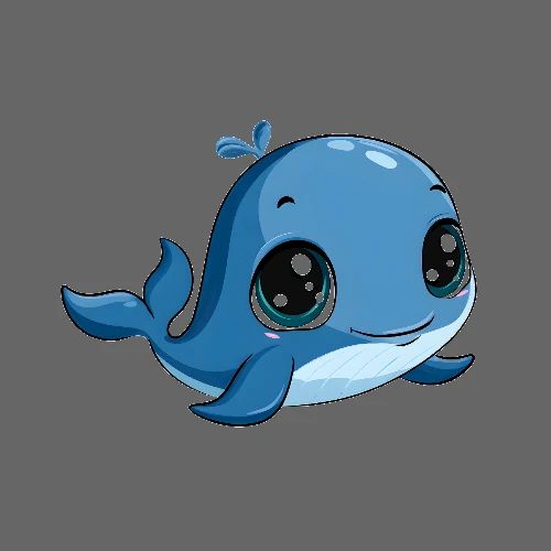 Gentle Blue Baby Whale - Poster 24x24