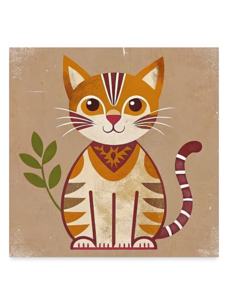 Rustic Geometric Cat Illustration