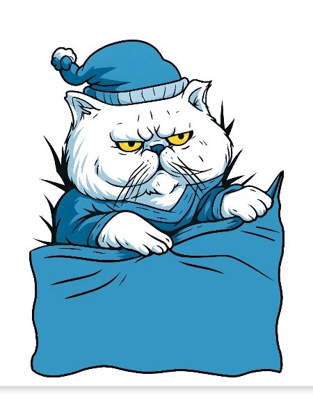 Grumpy Blue Pajama Cat