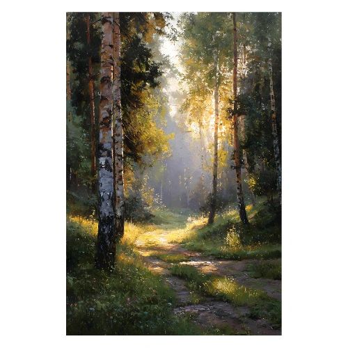 Digital Painting: Sunlit Pathways - Poster 8x12