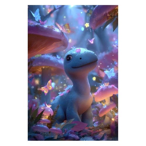 Dino in the Fairy Grove - Poster 8x12