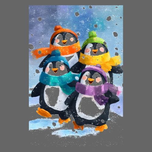 Snowy Penguin Parade - Poster 8x12