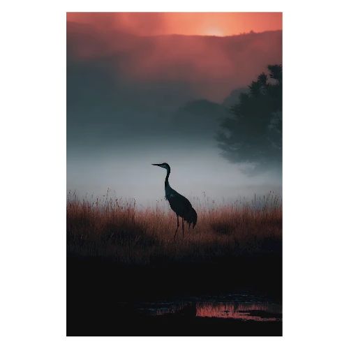 Sandhill Crane: Twilight Sentinel - Poster 8x12