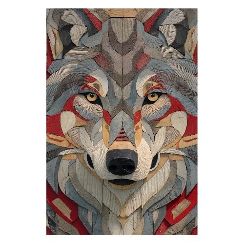 Wolf in Wooden Essence - Poster 8x12