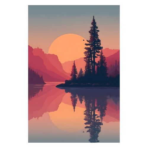 Canada: Sunset Over Maple Waters - Poster 8x12