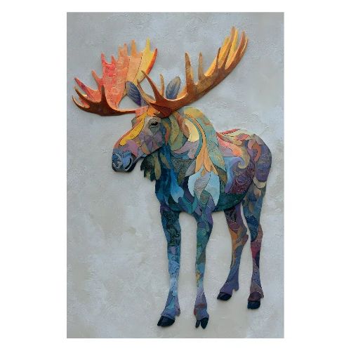 Colorful Mosaic Moose - Poster 8x12