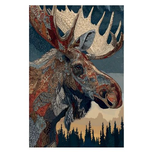 Mosaic Moose Portrait - Poster 8x12