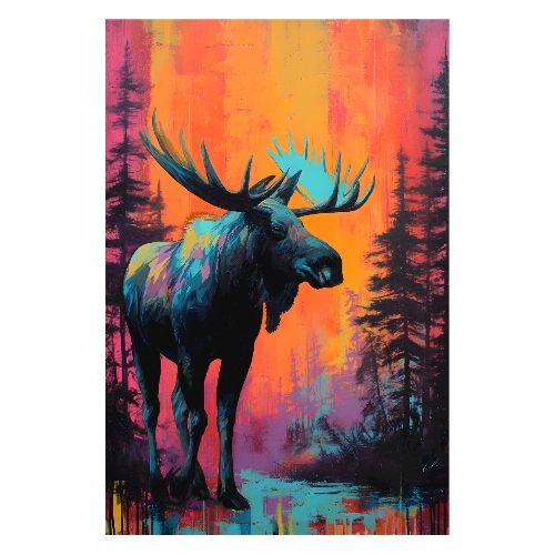 Surreal Wild Moose - Poster 8x12