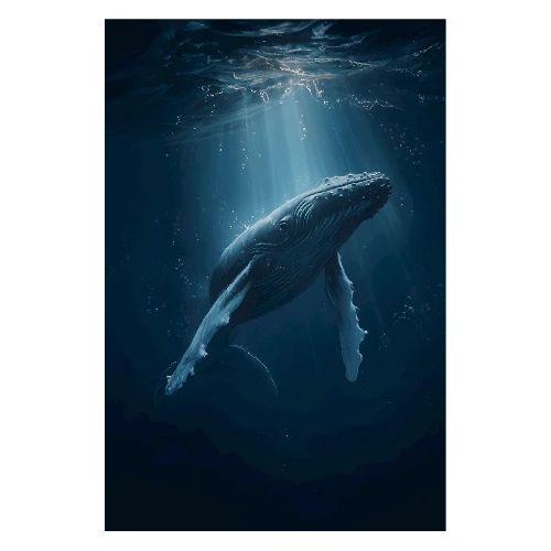 Whale: Deep Blue Majesty digital painting - Poster 8x12