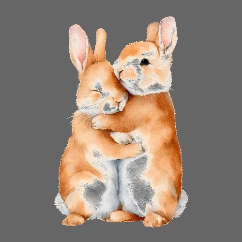 Hugging Bunnies - Poster 8x12