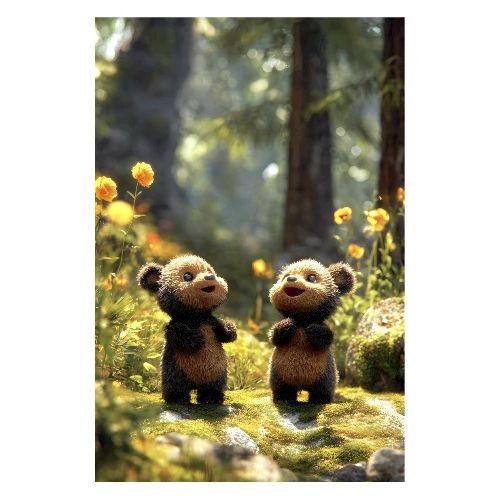 Bears Among the Flowers - Poster 8x12