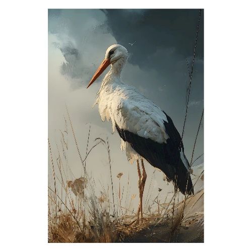 Digital Painting: Stork in the Clouds - Poster 8x12