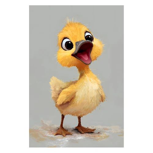 Happy yellow baby duck - Poster 8x12