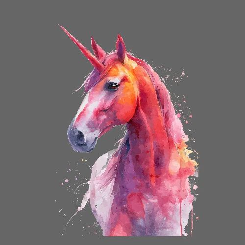 Watercolor Unicorn Portrait - Poster 8x12