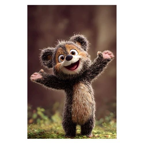 Cheerful Brown Bear - Poster 8x12
