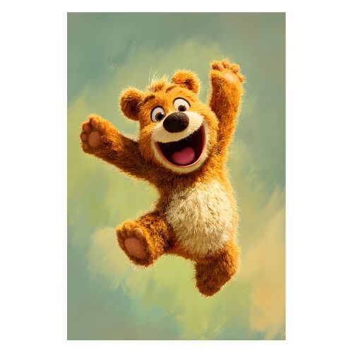 Jumping Bear in Joy - Poster 8x12