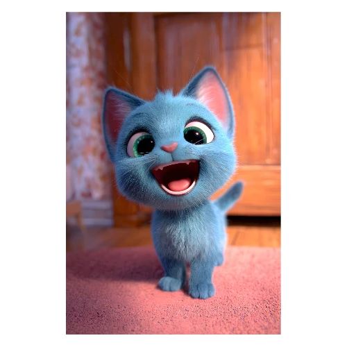 Smiling Blue Kitten - Poster 8x12