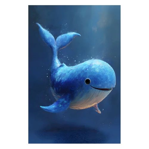 Joyful Blue Whale Portrait - Poster 8x12
