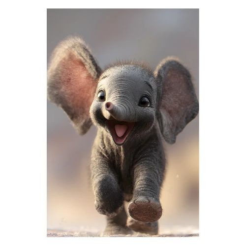 Joyful Elephant Run - Poster 8x12