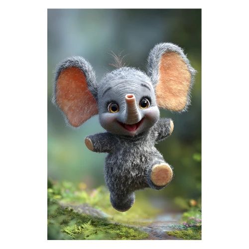 Elephant on the Run - Poster 8x12
