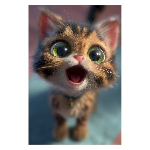 Amazed Little Kitten - Poster 8x12