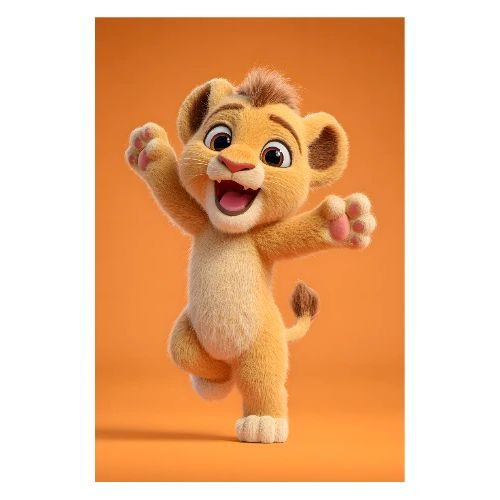 Joyful Baby Lion Dance - Poster 8x12