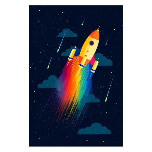 Cosmic Rainbow Journey - Poster 8x12