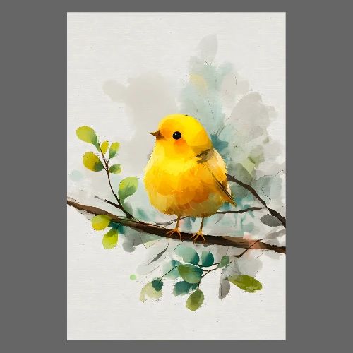 Golden Bird on Blue Sky - Poster 8x12