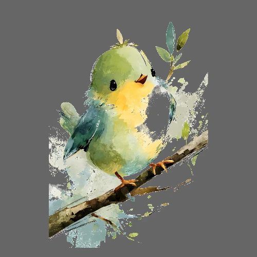 Green-Yellow Forest Bird - Poster 8x12
