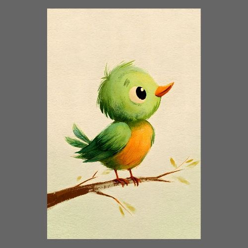 Green and Orange Songbird - Poster 8x12