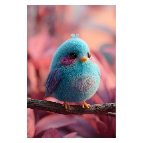 Blue Bird Perched in 3D - Poster 8x12