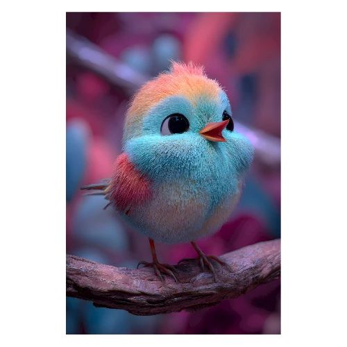 Colorful Bird with Fiery Head - Poster 8x12