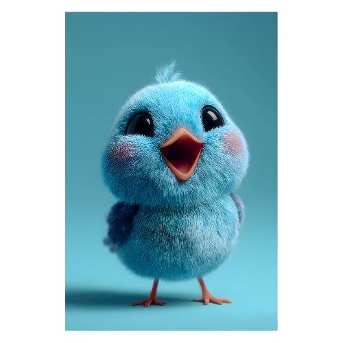 Sky-Blue Standing Bird - Poster 8x12
