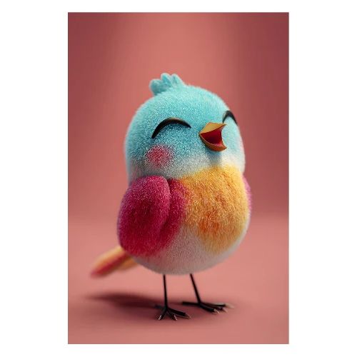 Multicolor Bird with Red Wings - Poster 8x12