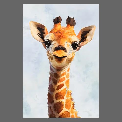 Smiling Young Giraffe Portrait - Poster 8x12