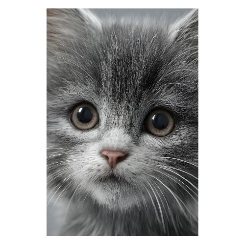 Gentle Grey Kitten Portrait - Poster 8x12