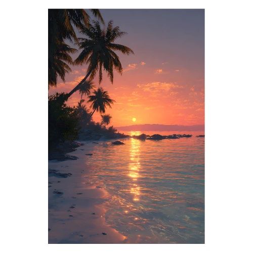 Golden Sunset Shore - Poster 8x12