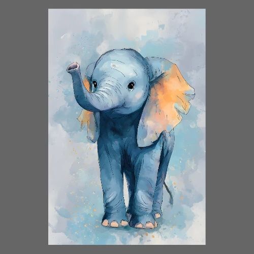 Blue Breeze Elephant - Poster 8x12