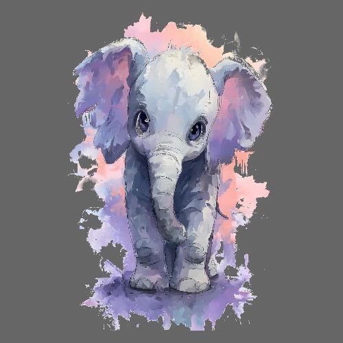 Baby Elephant: Watercolor Wonder - Poster 8x12