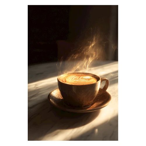 Sunlit Coffee Serenity - Poster 8x12