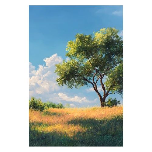Skybound Solitude on the Sunny Hill - Poster 8x12