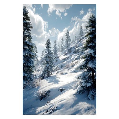 Winter: Evergreens Under a Crystal Sky - Poster 8x12
