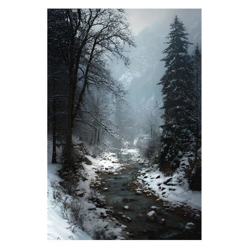 Winter: Whispers Along the Frozen Stream - Poster 8x12