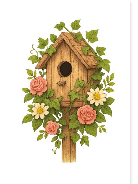 Rustic Floral Birdhouse Design