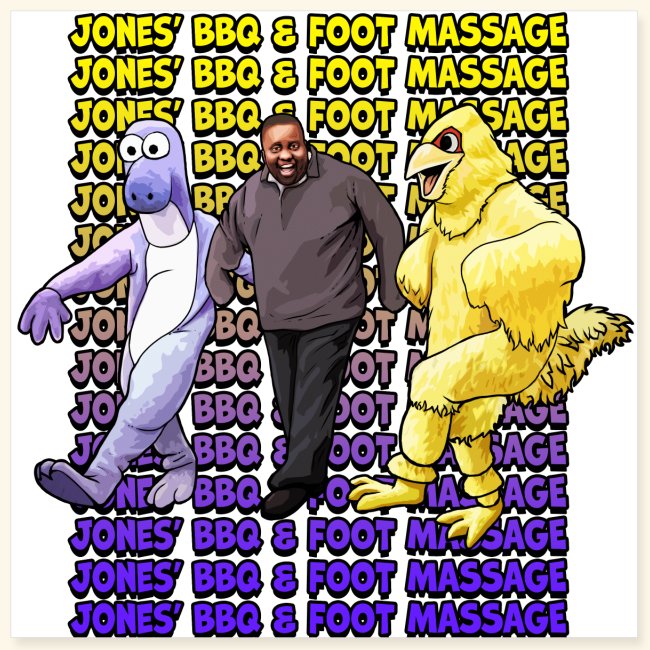Jones BBQ Dancing Text Wall