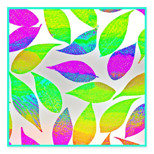 Vibrant Neon Leaves Artful Pattern