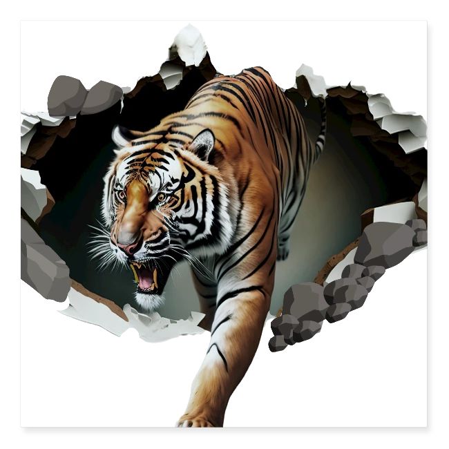 Fashion Design Tiger Coming Out, Wild Feline Tiger