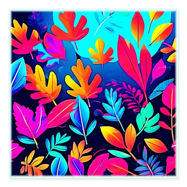 Neon Leaf Paradise Art